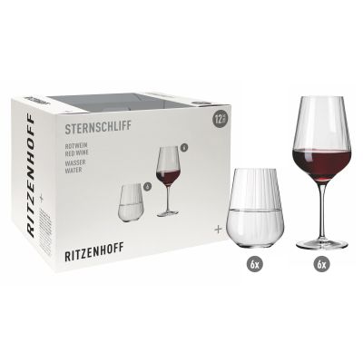 RITZENHOFF Rotwein- und Wasserglas-Set 12-tlg. STERNSCHLIFF AURELIE